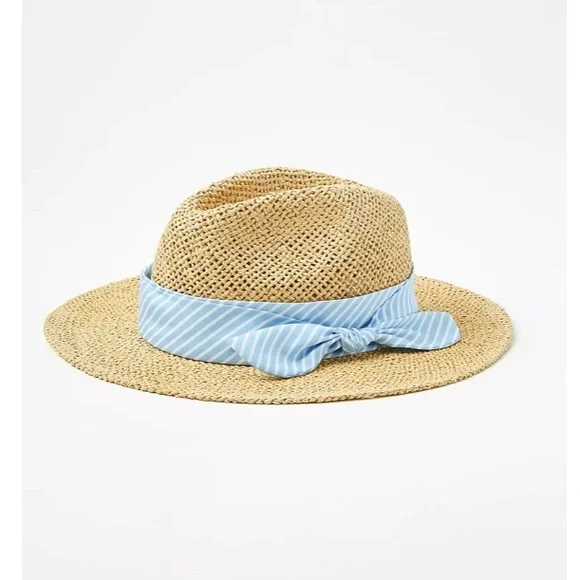 LOFT NWT Ric A Rac Straw Fedora Hat‎ with Tie Neck String Craig Straw Fedora Hat – Village Hat Shop main image 3